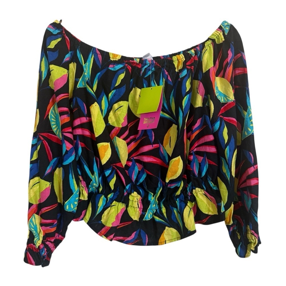 Tabitha Brown x Target NWT Lemon Print Bardot Top Women’s Size Medium - Picture 3 of 14